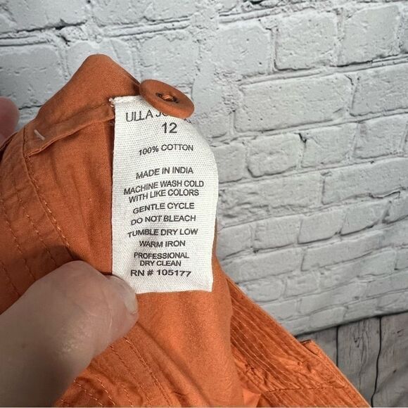 NEW Ulla Johnson orange high rise pleated button fly wide leg pants size 12 - Picture 7 of 13